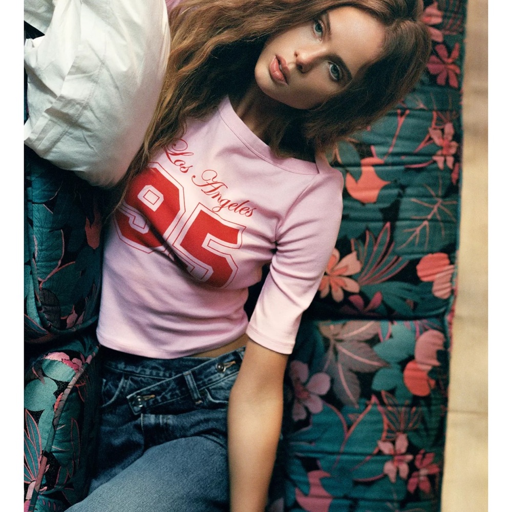 Pink Zara Los Angeles 95 Graphic Tee